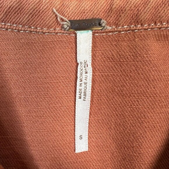 Free People Eisenhower Denim Jacket Boxy Fit Terracotta Orange Small - Picture 9 of 15